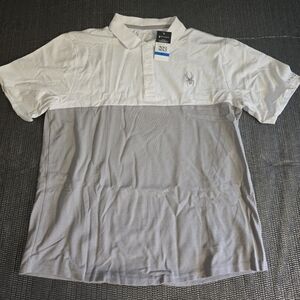 SPYDER Polo Shirt Men's Short Sleeve White Gray Stretch Soft Classic NWT